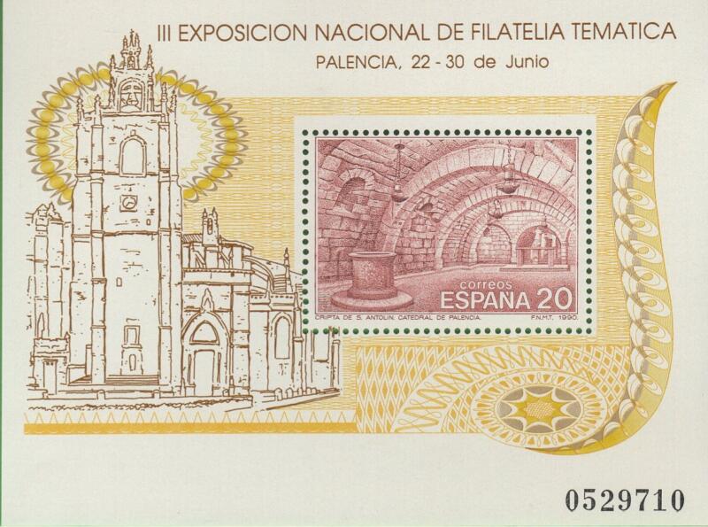 Foglietto Spagna Anno 1990 FILATEM 90 Terza esposizione nazionale di filatelia tematica a Palencia (BF 43)
