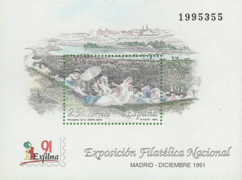 Foglietto Spagna Anno 1991 Exfilna 91 Esposizione filatelica nazionale a Madrid (BF 47)