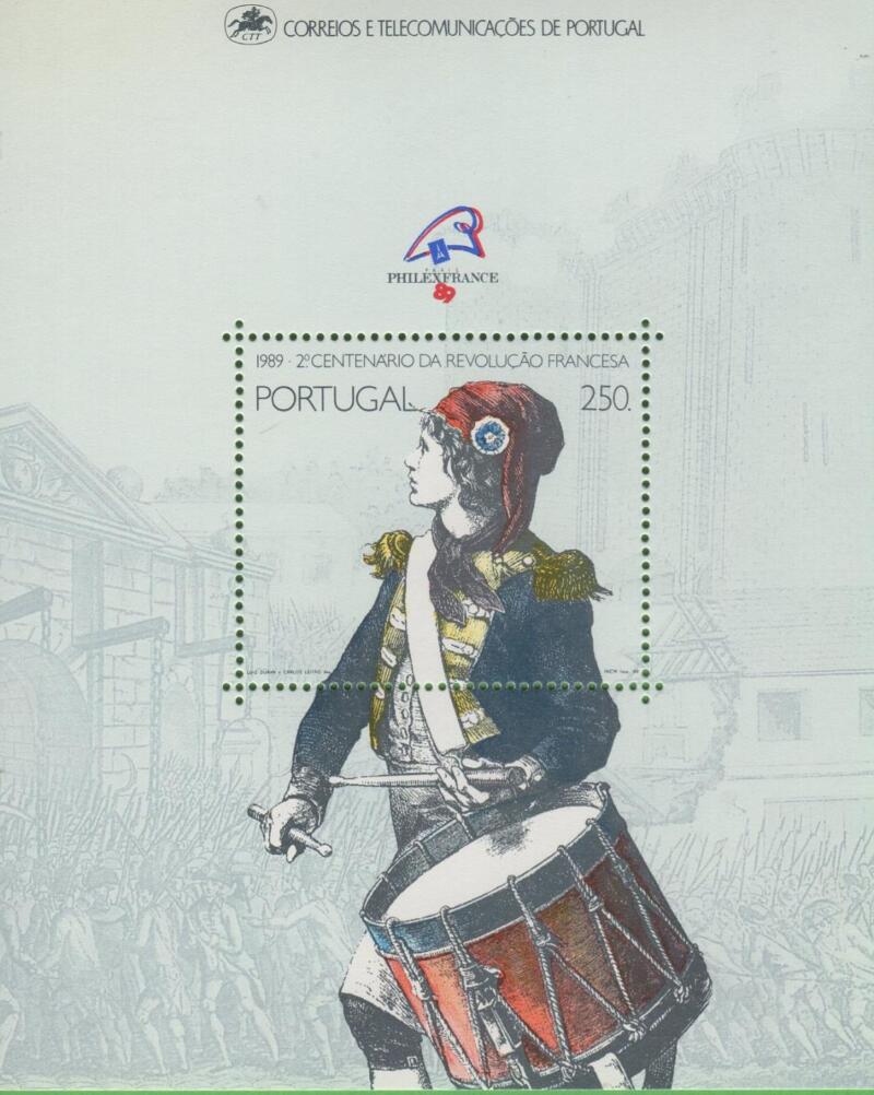 Foglietto Portogallo Anno 1989 PHILEXFRANCE 89 Secondo centenario Rivoluzione francese (BF 67)