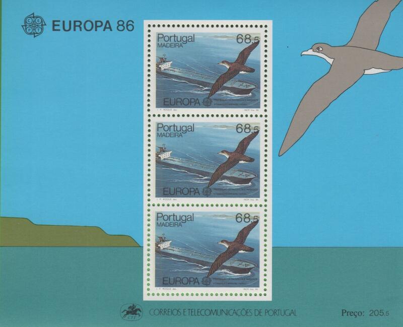 Foglietto Madera Anno 1987 Europa Protezione della natura e dell’ambiente Uccelli in estinzione (BF 7)