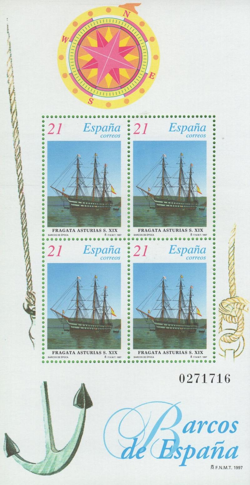 Foglietti Spagna Anno 1997 Velieri spagnoli d’epoca Terza serie (BF 76-77)