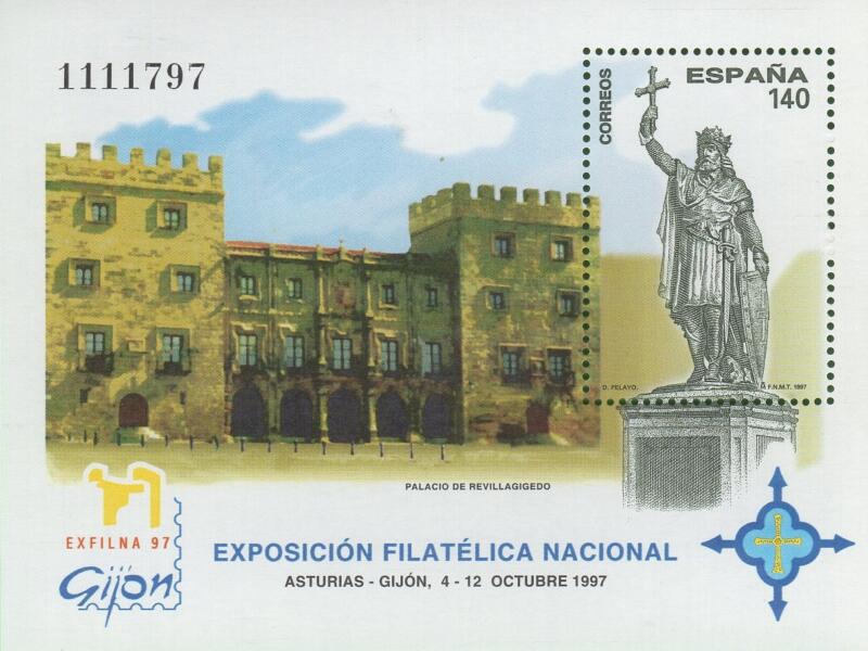 Foglietto Spagna Anno 1997 Exfilna 97 Esposizione filatelica nazionale Gijon (BF 79)
