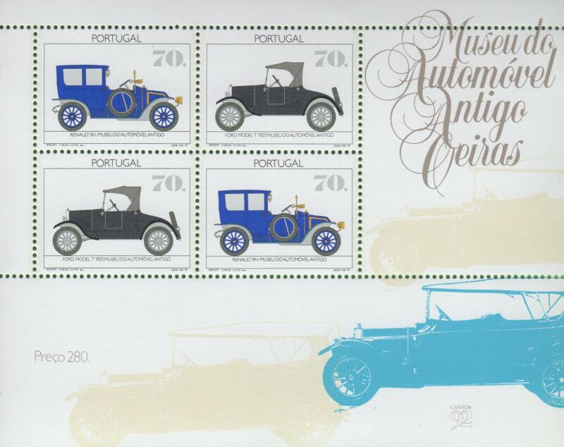Foglietto Portogallo Anno 1991 Museo dell’automobile Oeiras Auto d'epoca (BF 84)