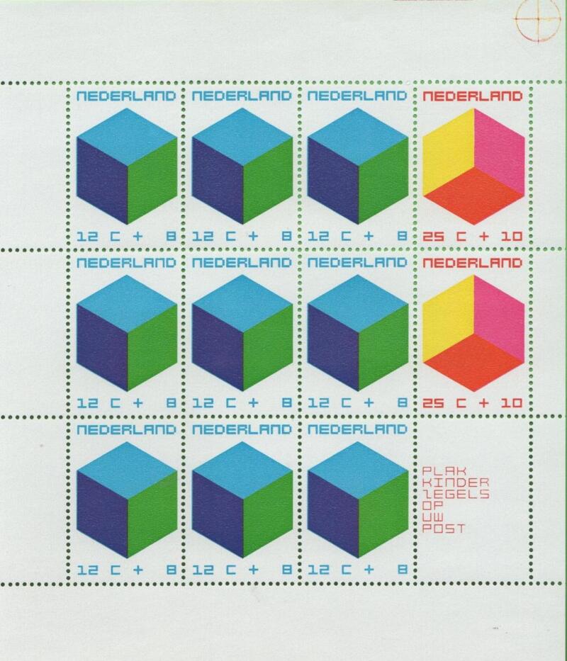 Foglietto Olanda Anno 1970 Pro Infanzia Figura geometrica il cubo (BF 9)