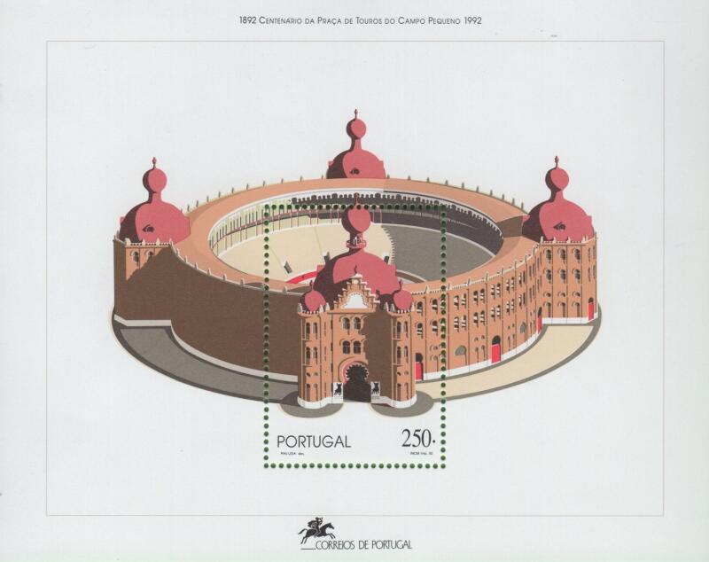 Foglietto Portogallo Anno 1992 Centenario dell’arena di Campo Pequeno Lisbona (BF 93)