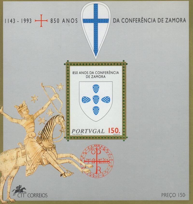 Foglietto Portogallo Anno 1993 850esimo anniversario della Conferenza di Zamora (BF 99)