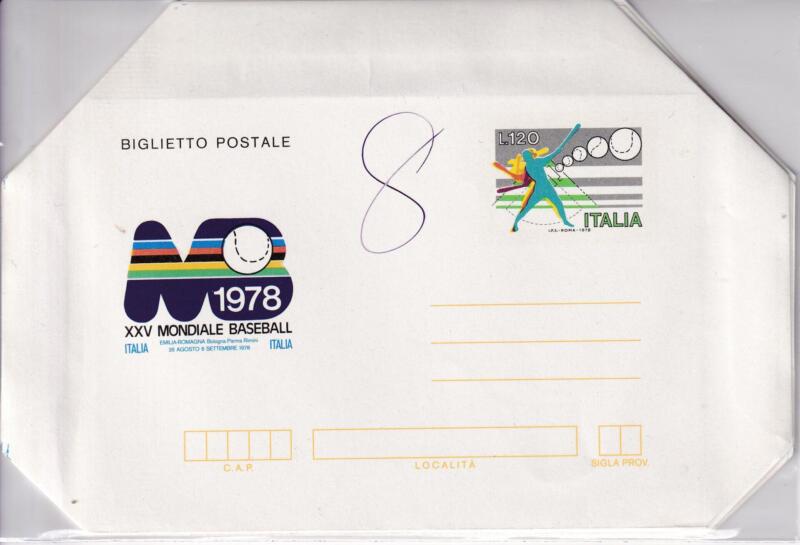 Biglietto Postale Italia Repubblica NUOVO 26/08/1978 Baseball 25esimo Mondiale Francobollo Giocatore stilizzato Lire 120 policromo (B 50)