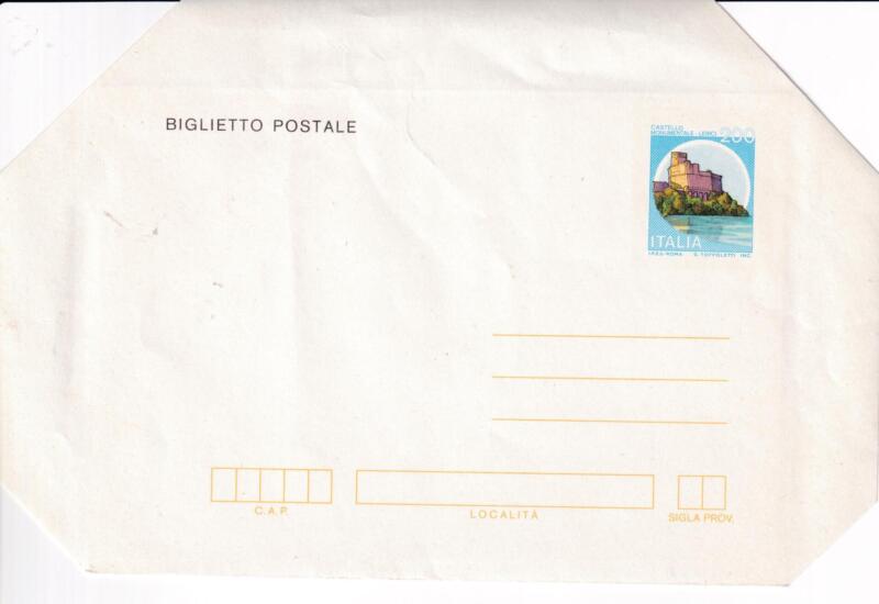 Biglietto Postale Italia Repubblica NUOVO 1981-1983 Castelli d'Italia Francobollo Veduta del Castello del Castello di Lerici Lire 200 (B 52)