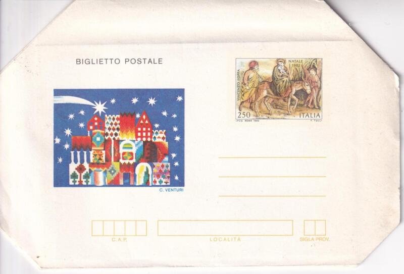 Biglietto Postale Italia Repubblica Nuovo 02/12/1982 Natale 82 Francobollo Fuga in Egitto di Vincenzo Foppa Lire 250 policromo (B 55)