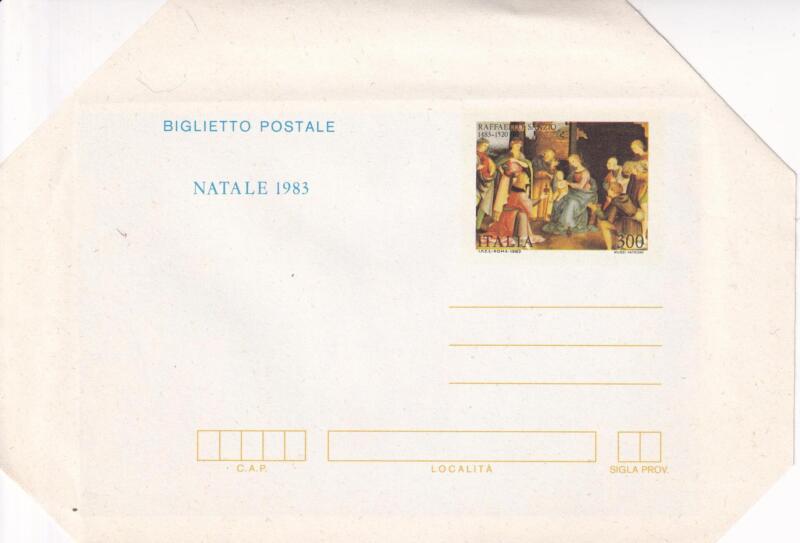 Biglietto Postale Italia Repubblica NUOVO 10/11/1983 Natale 83 Francobollo Adorazione dei Magi di Raffaello Sanzio Lire 300 policromo (B 57)