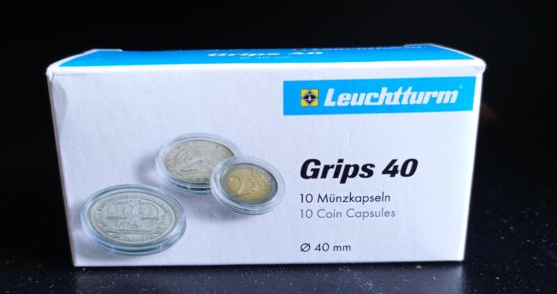Capsule trasparenti per monete Leuchtturm Grips, Diametro 40 mm.