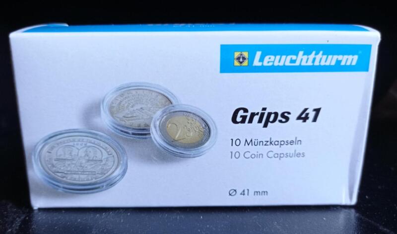Capsule trasparenti per monete Leuchtturm Grips, Diametro 41 mm.