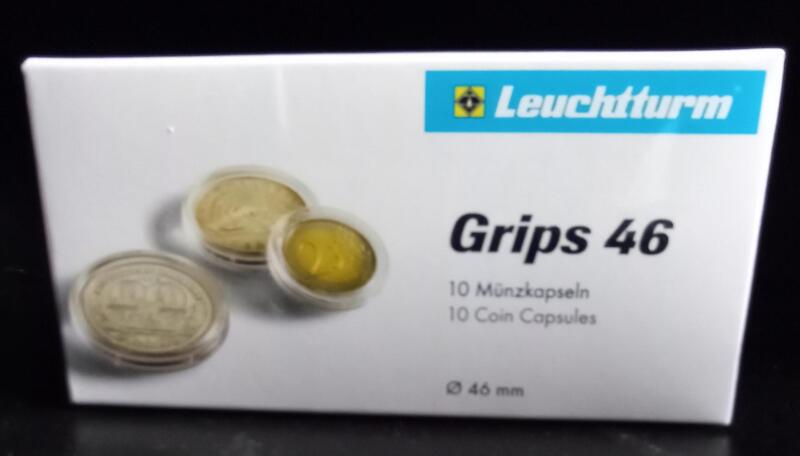 Capsule trasparenti per monete Leuchtturm Grips, Diametro 46 mm.