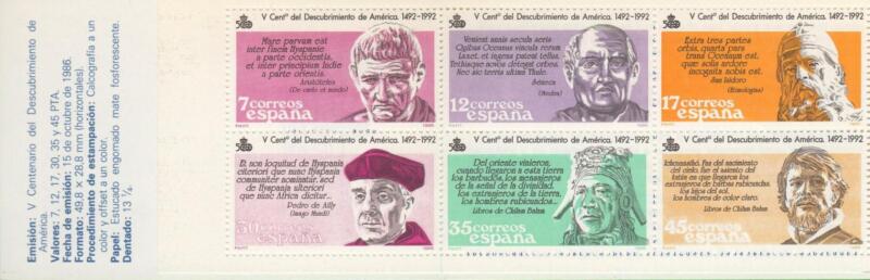 Libretto Spagna Anno 1987 Quinto centenario della scoperta dell’America Prima serie (Lb 2478)