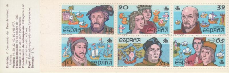Libretto Spagna Anno 1987 Quinto centenario della scoperta dell’America Seconda serie (Lb 2534)