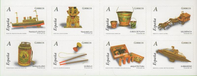 Francobolli Spagna Anno 2008 Antichi giocattoli Terza serie Autoadesivi (Lb 4004)