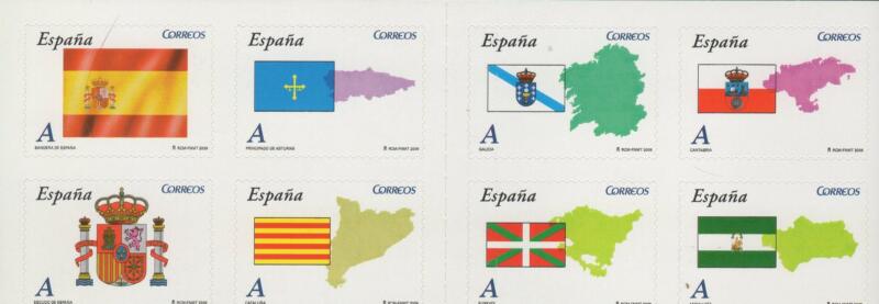 Libretto Spagna Anno 2009 Comunità autonome spagnole Bandiere Autoadesivi (Lb 4107)