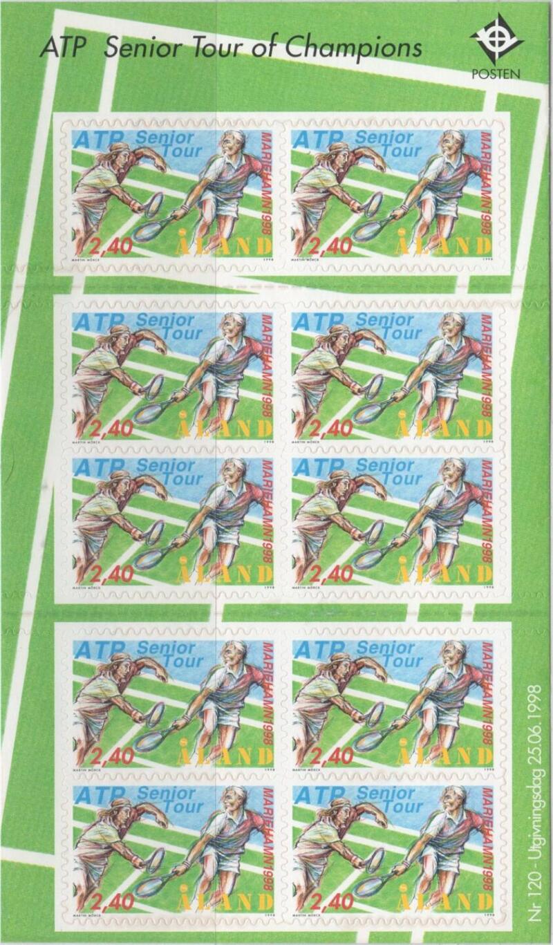Minifoglio Aland Anno 1998 Torneo di tennis seniores (ATP) Autoadesivo