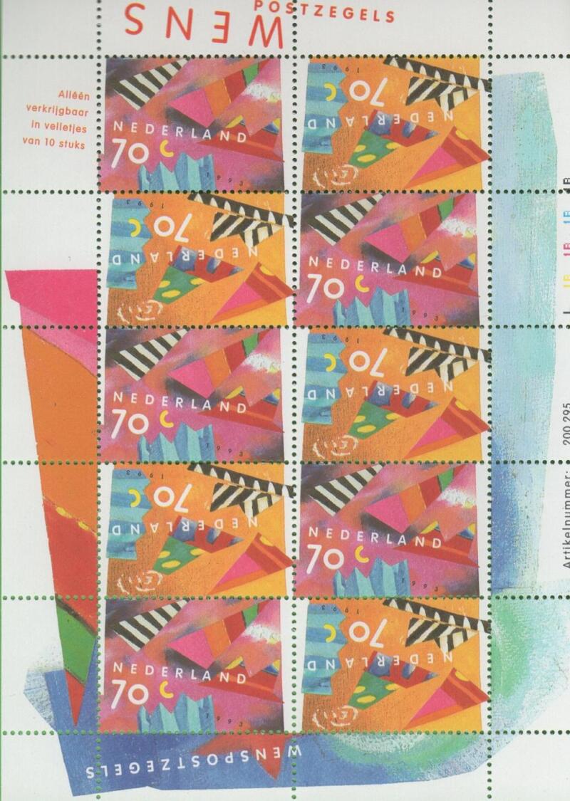 Minifoglio Olanda Anno 1993 Francobolli per messaggi augurali (MF 1432-1433)