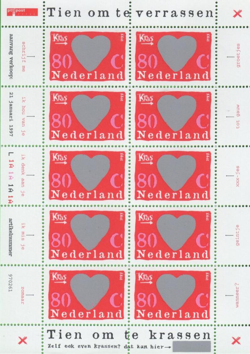 Minifoglio Olanda Anno 1997 Francobolli augurali (MF 1577)