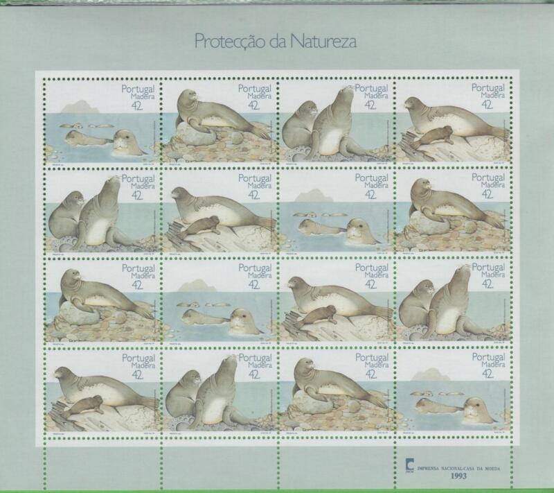 Minifoglio Madera Anno 1993 Protezione della natura La foca Monaca (MF 166)