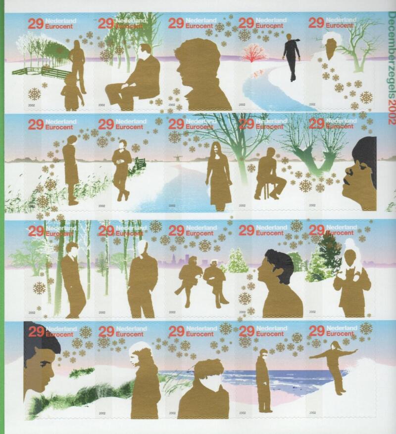 Minifoglio Olanda Anno 2002 Francobolli per le feste di fine anno Autoadesivi (MF 2021-2040)
