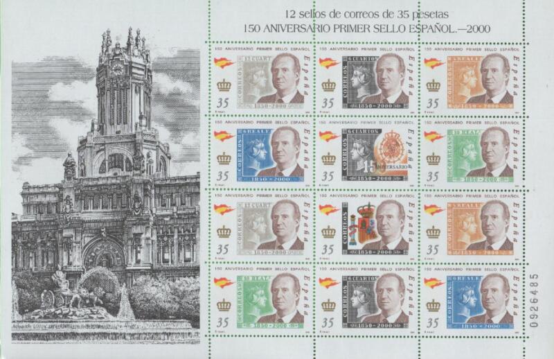 Minifoglio Spagna Anno 2000 150esimo anniversario del francobollo spagnolo Prima serie (MF 3254)
