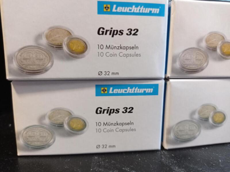 Capsule trasparenti per monete Leuchtturm Grips, Diametro 32 mm.