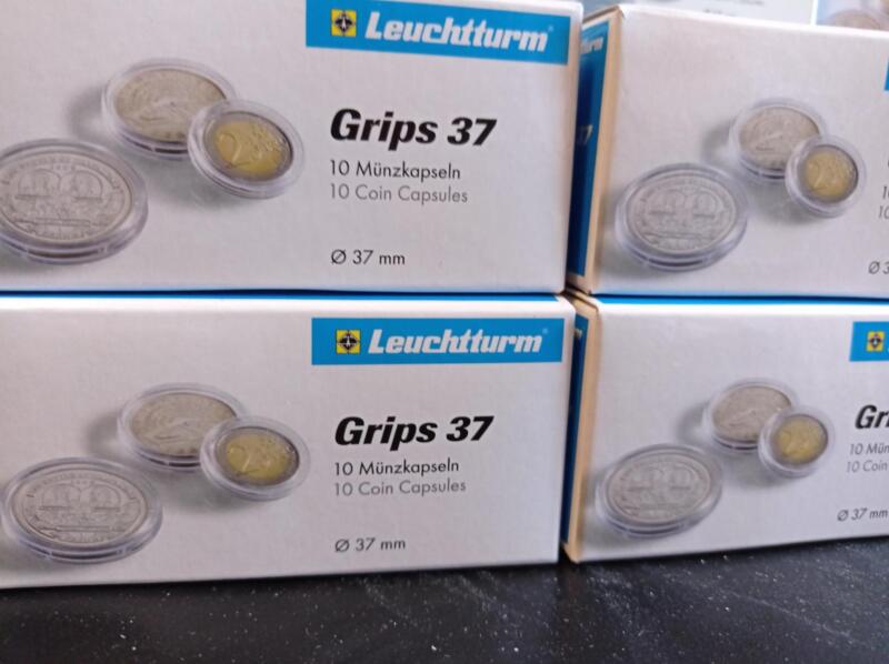 Capsule trasparenti per monete Leuchtturm Grips, Diametro 37 mm.