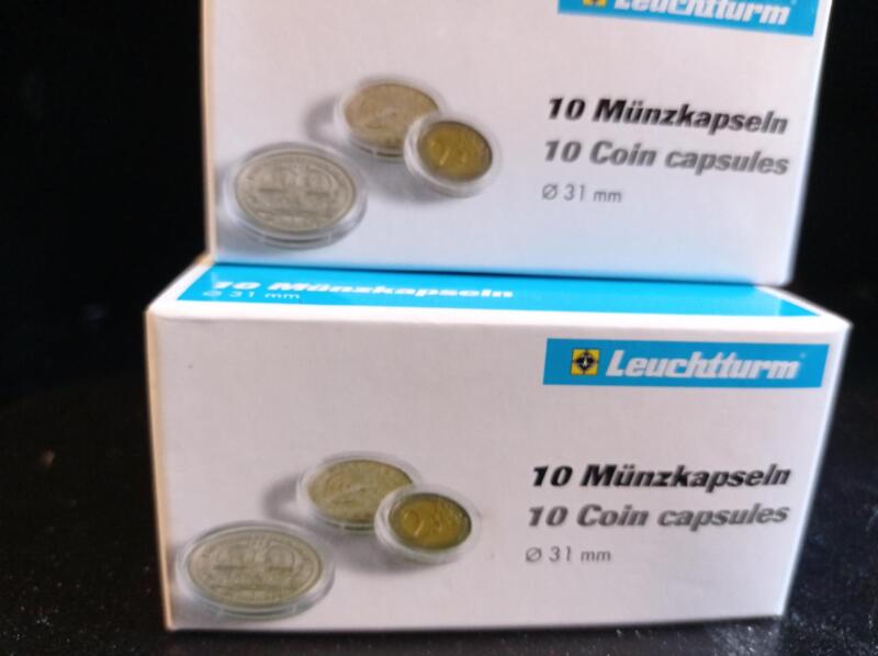 Capsule trasparenti per monete Leuchtturm Munzkapseln, Diametro 31 mm.