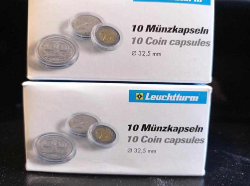 Capsule trasparenti per monete Leuchtturm Munzkapseln, Diametro 32,5 mm.