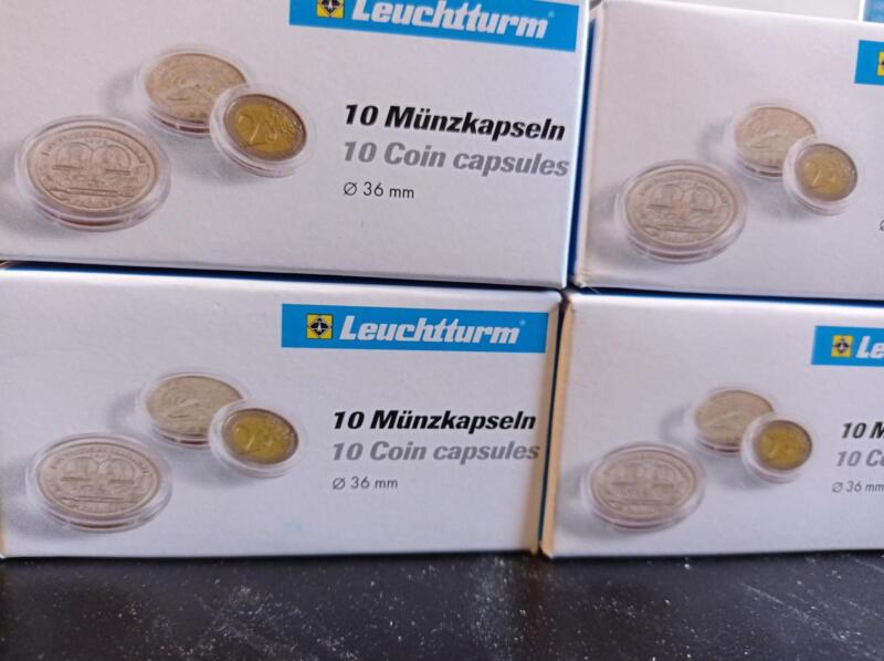 Capsule trasparenti per monete Leuchtturm Munzkapseln, Diametro 36 mm.