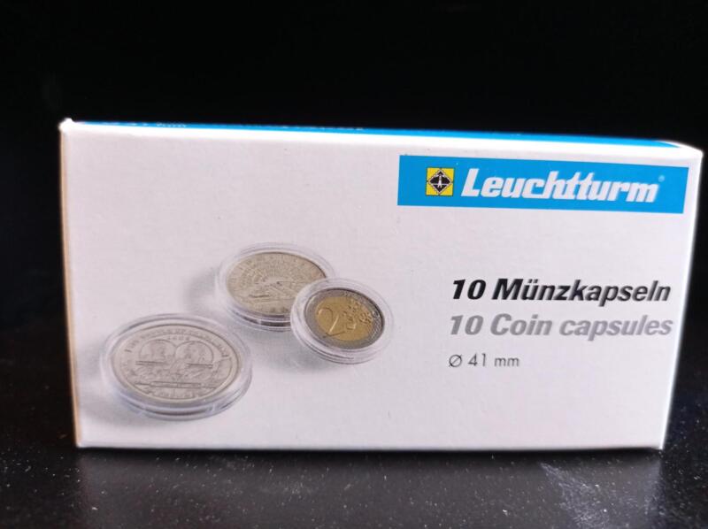 Capsule trasparenti per monete Leuchtturm Munzkapseln, Diametro 41 mm.