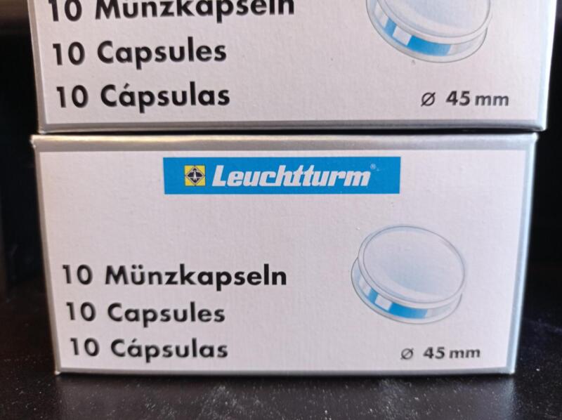 Capsule trasparenti per monete Leuchtturm Munzkapseln, Diametro 45 mm.