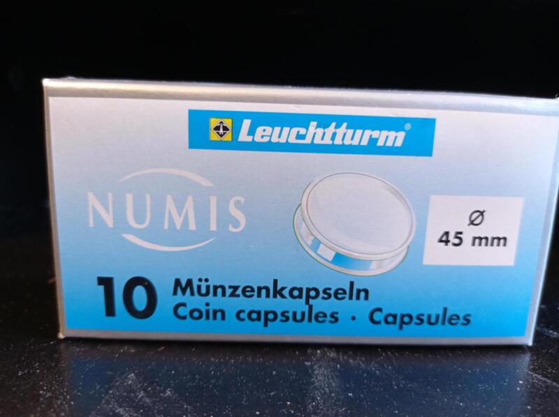 Capsule trasparenti per monete Leuchtturm Numis, Diametro 45 mm.