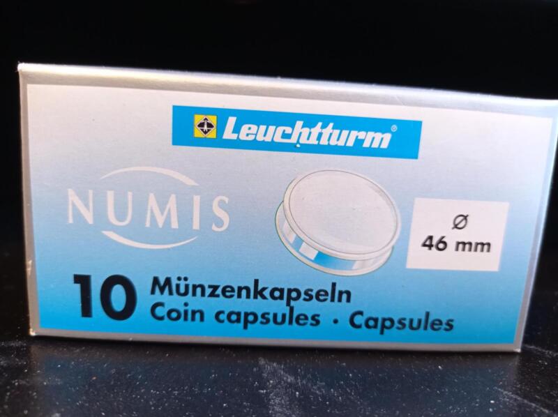 Capsule trasparenti per monete Leuchtturm Numis, Diametro 46 mm.