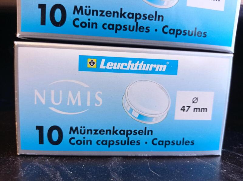Capsule trasparenti per monete Leuchtturm Numis, Diametro 47 mm.