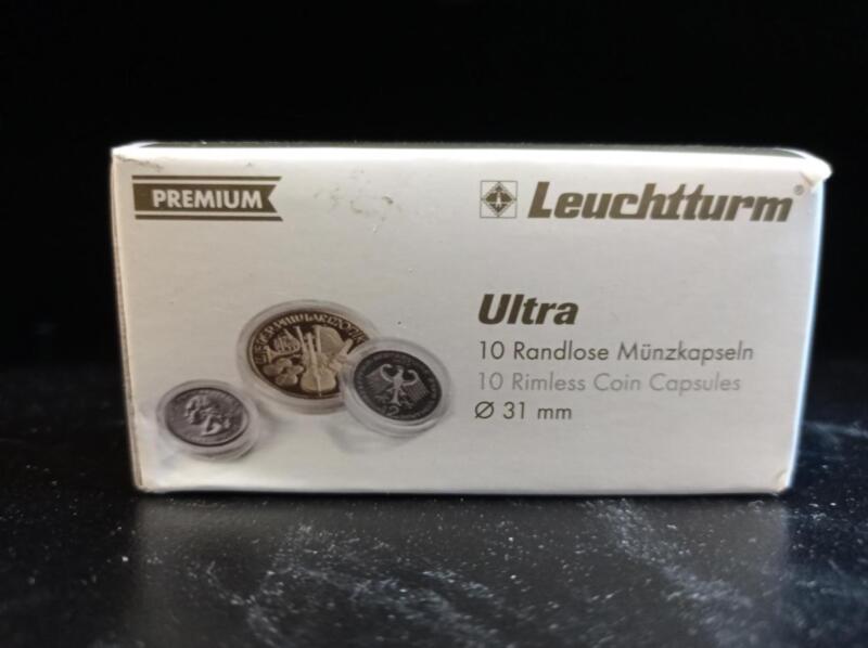 Capsule trasparenti per monete Leuchtturm Ultra, Diametro 31 mm.