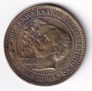 Medaglia commemorativa 50esimo ANNIVERSARIO DELLO STATUTO TORINO - ROMA 1848-1948