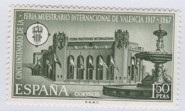 Francobollo Spagna Anno 1967 Cinquantenario della Fiera Internazionale di Valencia