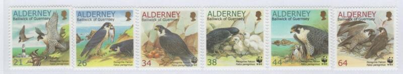 Francobolli Alderney Anno 1999 WWF Protezione della natura Falco pellegrino