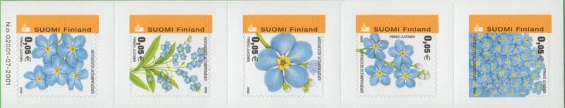 Francobolli Finlandia Anno 2002 Fiori Autoadesivi emessi in striscia
