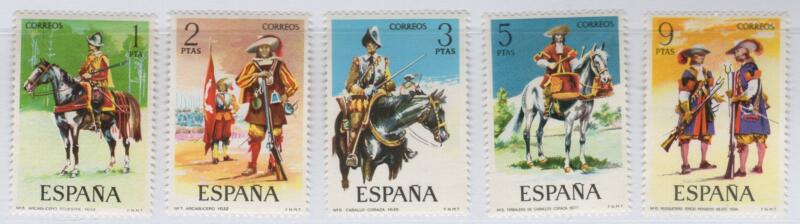 Francobolli Spagna Anno 1974 Uniformi militari Seconda serie