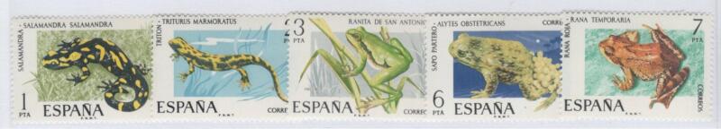Francobolli Spagna Anno 1975 Fauna Quinta serie Anfibi