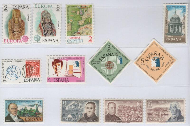 Francobolli Spagna Anno 1974 Varie emissioni (cat. n. 1827, cat. n. 1828, cat. n. 1829-1830, cat. n. 1831, cat. n. 1833, cat. n. 1834, cat. n. 1835-1837)