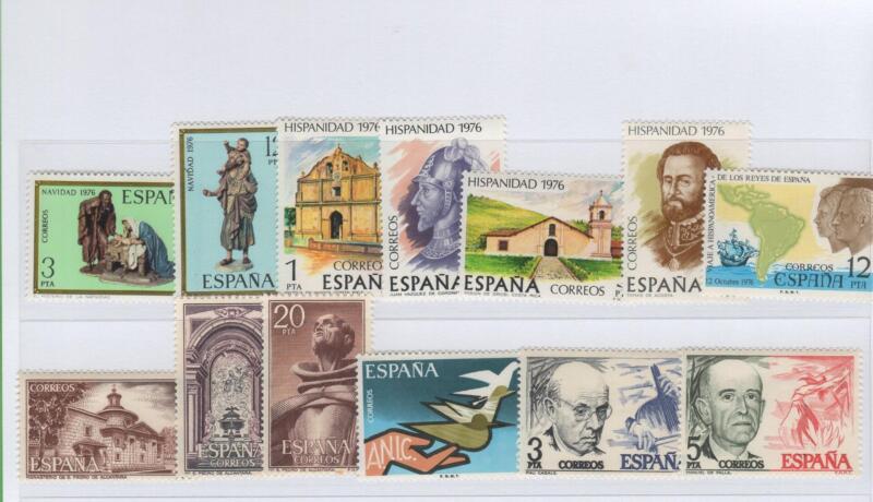 Francobolli Spagna Anno 1976 Varie emissioni (cat. n. 2014-2015, cat. n. 2016-2019, cat. n. 2020, cat. n. 2021-2023, cat. n. 2024, cat. n. 2025-2026)