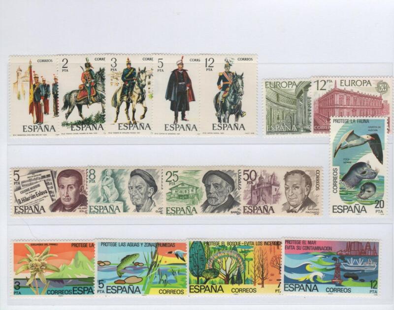 Francobolli Spagna Anno 1978 Varie emissioni (cat. n. 2096-2100, cat. n. 2101-2104, cat. n. 2114-2118, cat. n. 2119-2120)