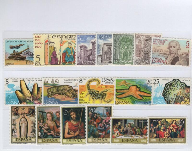 Francobolli Spagna Anno 1979 Varie emissioni (cat. n. 2171, cat. n. 2172, cat. n. 2173-2177, cat. n. 2178-2181, cat. n. 2182, cat. n. 2183-2188)