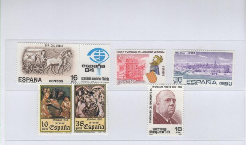 Francobolli Spagna Anno 1983 Varie emissioni (cat. n. 2338, cat. n. 2339, cat. n. 2340, cat. n. 2340, cat. n. 2349-2350, cat. n. 2351)