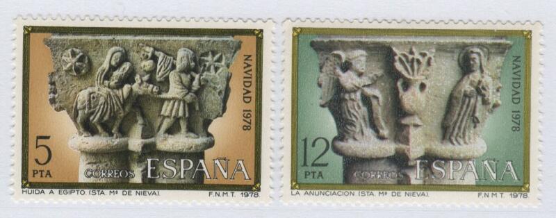 Francobolli Spagna Anno 1978 Natale Sculture della Chiesa di Santa Maria di Nieva